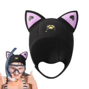 Tauchhaube mit Cartoon-Katzenohr-Design, hoher elastischer Passform für sicher und bequem Tauchen, Schnorcheln oder Schwimmen