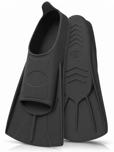 Kurze Schwimmflossen, Unisex Trainingsflossen für Schwimmen, Schnorcheln und Tauchen, schwarze Flossen, ideal für Anfänger und erfahrene Schwimmer