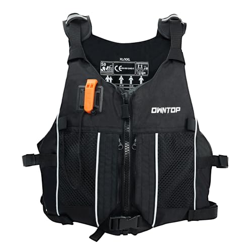 Unisex Schwimmhilfe für Jugendliche und Kinder mit Trinkrucksack, Pfeife und Mesh Taschen - Verstellbare Auftriebsweste für SUP, Kajakfahren und Angeln