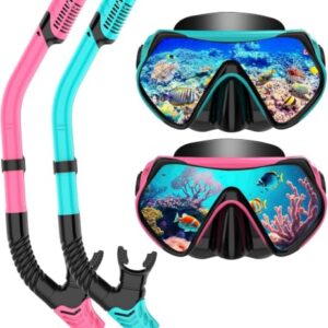 Schnorchelset Erwachsene mit Anti-Fog Taucherbrille und Dry Schnorchel, professionelles Tauchgerät für den Urlaub
