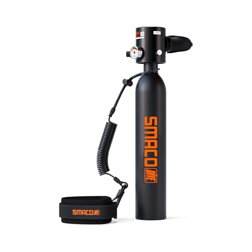 SMACO Mini Tauchflasche 0,5L - Wiederbefüllbarer Notfall-Tauchzylinder für Schnorcheln und Freitauchen mit leistungsstarker Filteranlage